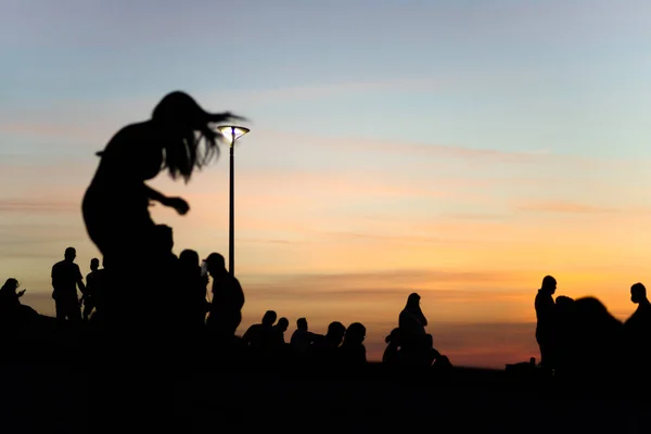 Salvador Bahia Brazil June 2021 Silhouette People Enjoying Wonderful Colorful — Stock Photo, Image