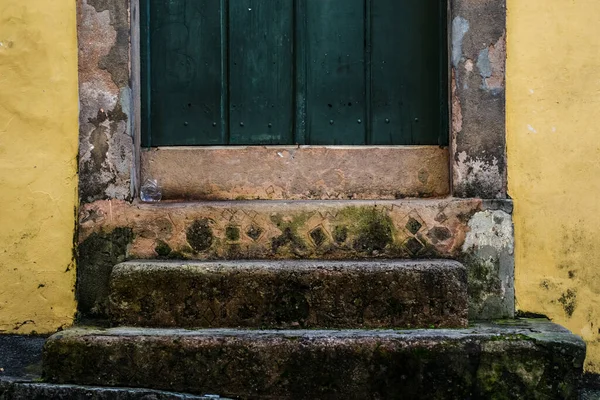 Detalles Antiguos Puerta Color Con Sombra Hierro Cemento Madera Pelourinho — Foto de Stock