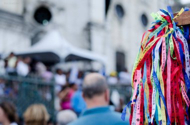 Salvador, Bahia, Brezilya - 08 Aralık 2015: Conceicao da Praia Leydimizin Şöleni. Salvador, Bahia 'da binlerce inananın bir araya geldiği Katolik dini bir tezahürdür..