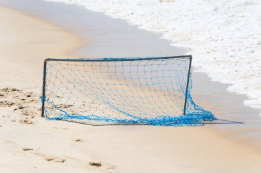Plaj futbolu için ağlı bariyer. Salvador Bahia Brezilya.