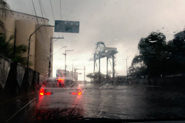 Καθημερινή Κίνηση Θέα Από Παράθυρο Τις Βροχερές Μέρες Salvador Bahia — Φωτογραφία Αρχείου