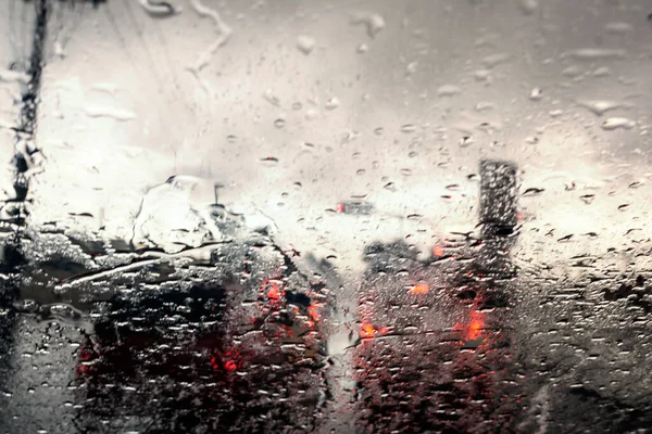 Dagelijks Verkeer Zicht Door Het Raam Regenachtige Dag Salvador Bahia — Stockfoto