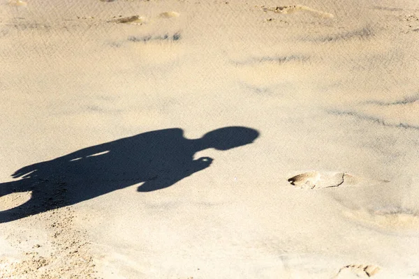 Shadow Person Sand Beach Strong Sunny Day Salvador Bahia Brazil — Stock Photo, Image