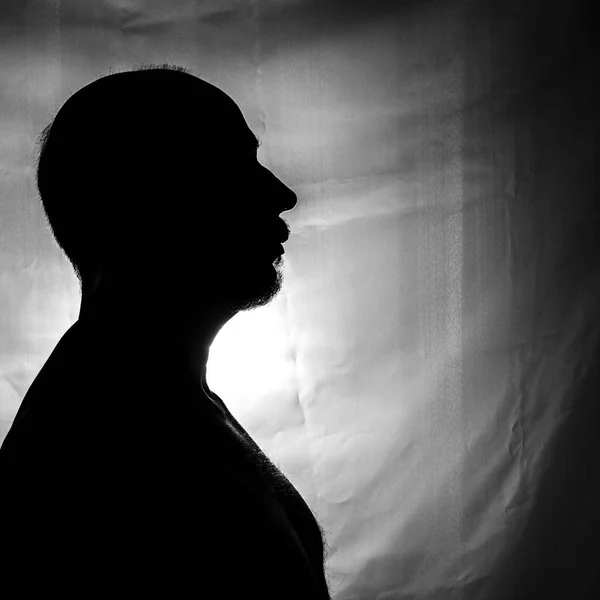 Czarno Biały Portret Sylwetce Mężczyzny Białym Tle Salvador Bahia Brazylia — Zdjęcie stockowe