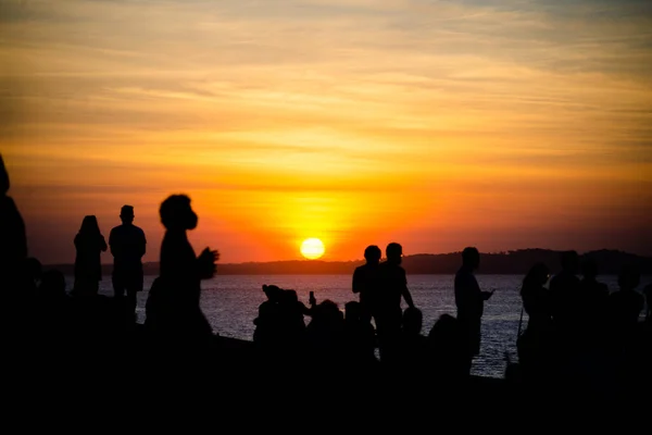 Salvador Bahia Brazil June 2021 Silhouette People Enjoying Wonderful Colorful — Stock Photo, Image