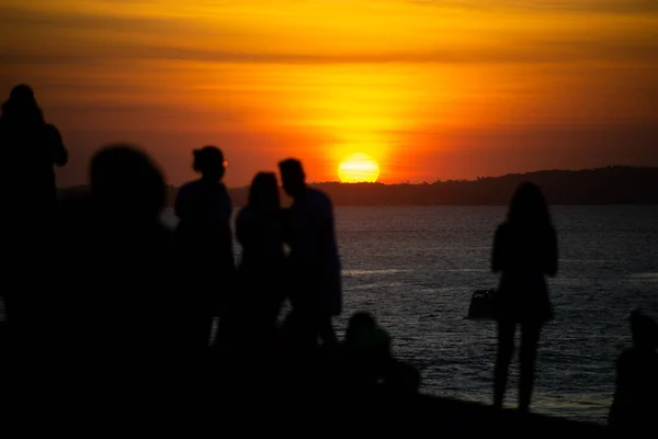 Salvador Bahia Brazil June 2021 Silhouette People Enjoying Wonderful Colorful — Stock Photo, Image