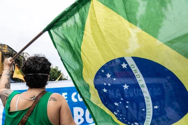 Salvador Bahia Brazil July 2021 People Protest Government President Jair — Foto Stock