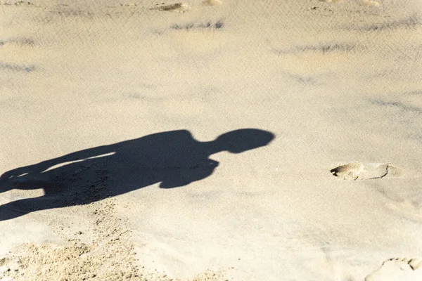 Shadow Person Sand Beach Strong Sunny Day Salvador Bahia Brazil — Stock Photo, Image