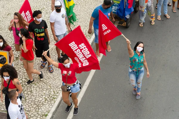 ブラジルのバヒア州サルバドール 2021年7月3日 ブラジルはサルバドール市のJair Bolsonaro大統領に抗議する — ストック写真