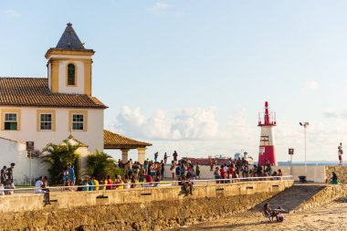 Salvador, Bahia, Brazil - August 15, 2021: Church and monastery of Monte Serrat, built in the beginning of the 19th century, is located in Ponta de Humaita in the city of Salvador, Bahia, Brazil.