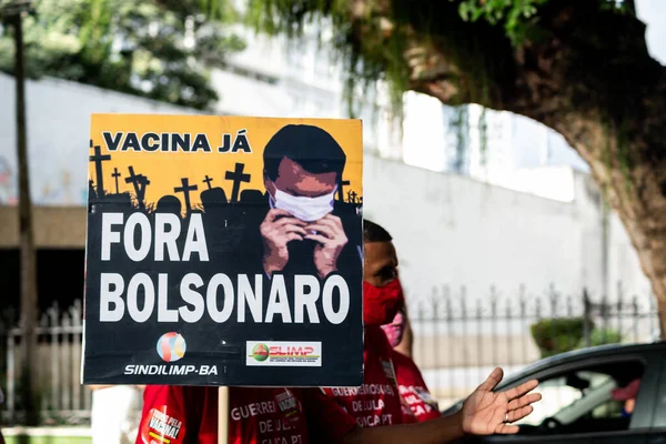 Salvador Bahia Brasile Giugno 2021 Manifestanti Protestano Contro Governo Del — Foto Stock