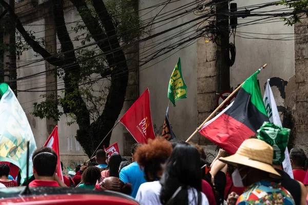 Salvador Bahia Brazil July 2021 People Protest Government President Jair — Fotografia de Stock