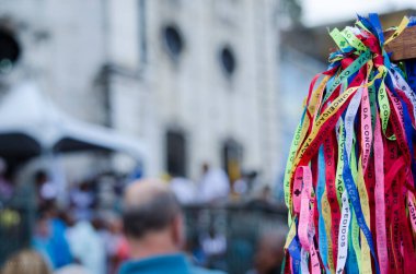 Salvador, Bahia, Brezilya - 08 Aralık 2015: Conceicao da Praia Leydimizin Şöleni. Salvador, Bahia 'da binlerce inananın bir araya geldiği Katolik dini bir tezahürdür..