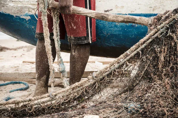 Salvador Bahia Brezilya Ocak 2019 Balıkçılar Büyük Ağı Koloniye Götürüyor — Stok fotoğraf