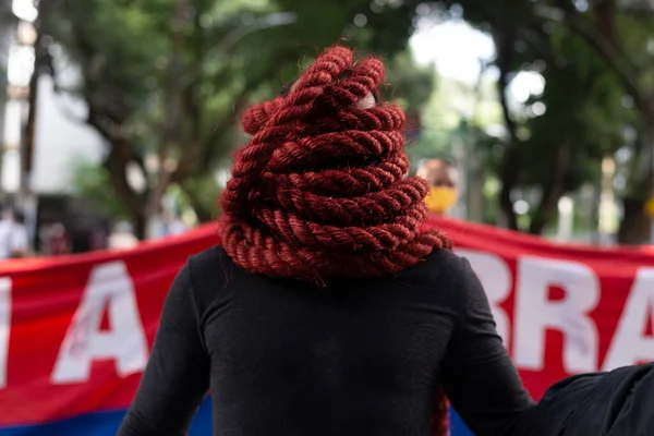 Salvador Bahia Brasilien Juni 2021 Protestanter Protesterar Mot President Jair — Stockfoto