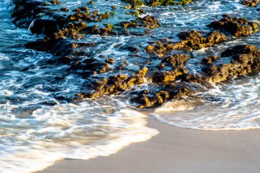 Okyanus dalgaları sahile çarpıyor. Salvador, Bahia, Brezilya.