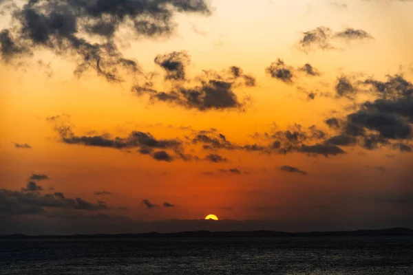 Dramatischer Sonnenuntergang Bei Farol Barra Salvador Bahia Brasilien — Stockfoto