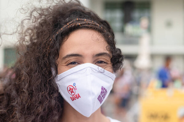 Salvador Bahia Brazil July 2021 Brazilians Protest Government President Jair — Stock Photo, Image