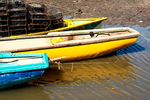ブラジルのバイーア州 サウバラのパラグアック川に停泊しているカヌーやカラフルなボート — ストック写真