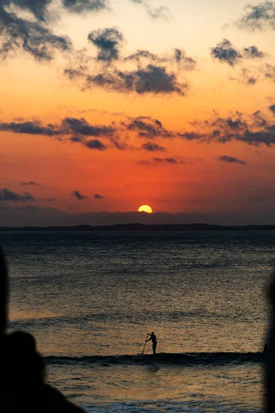 Puesta Sol Dramática Farol Barra Salvador Bahia Brasil — Foto de Stock