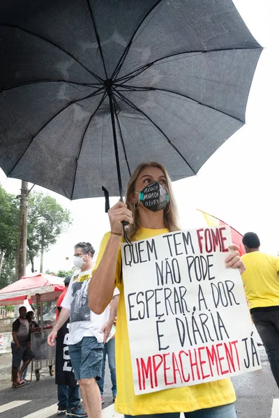 살바도르 브라질 2021 사람들 살바도르에 Jair Bolsonaro 대통령의 정부에 항의하다 — 스톡 사진