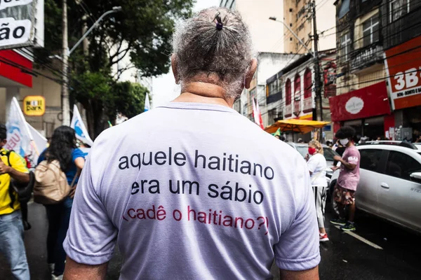 Salvador Bahia Brasil Julho 2021 Pessoas Protestam Contra Governo Presidente — Fotografia de Stock