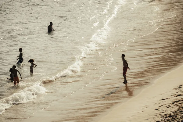 Salvador Bahia Brazil September 2021 People Bathing Water Paciencia Beach — 图库照片