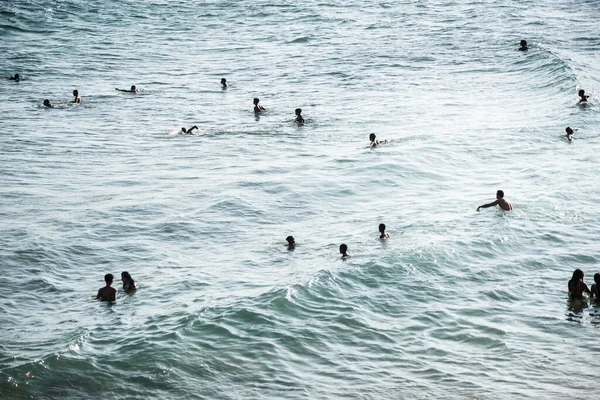 Salvador Bahia Brazil September 2021 People Bathing Water Paciencia Beach — Stock Photo, Image