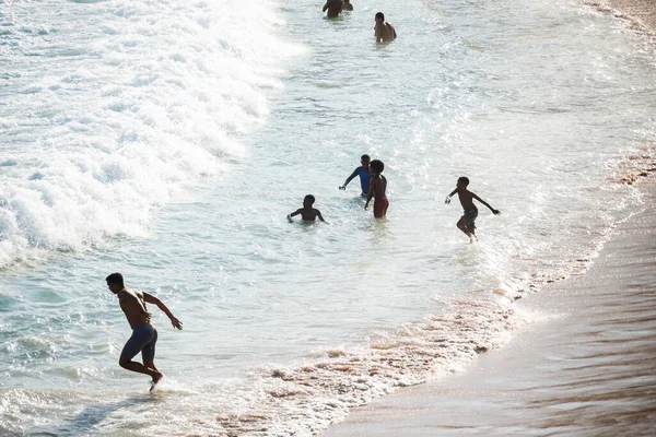 Salvador Bahia Brazil September 2021 People Bathing Water Paciencia Beach — Stock Photo, Image