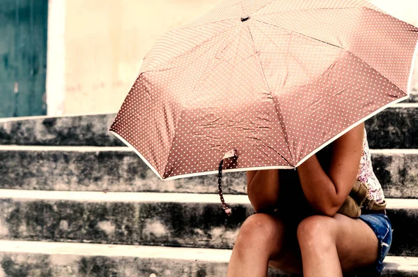 Salvador Bahia Brésil Janvier 2016 Une Femme Arrière Tenant Parapluie — Photo