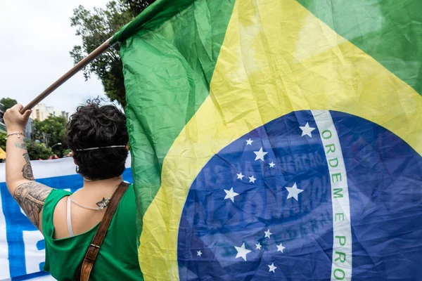 Salvador Bahía Brasil Julio 2021 Protesta Popular Contra Gobierno Del — Foto de Stock