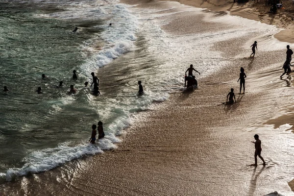 Salvador Bahia Brasilien Augusti 2021 Stor Grupp Människor Paciencia Stranden — Stockfoto