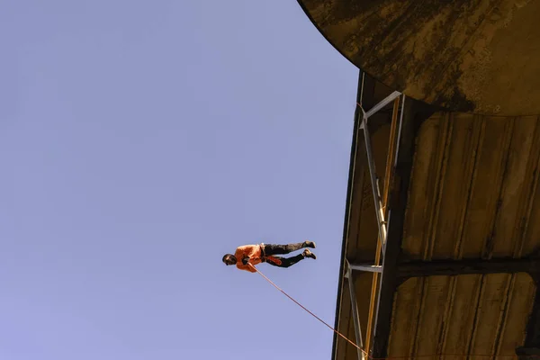 Rappel Practicante Haciendo Marbalismos Extremos Peligrosos Salvador Bahia Brasil —  Fotos de Stock