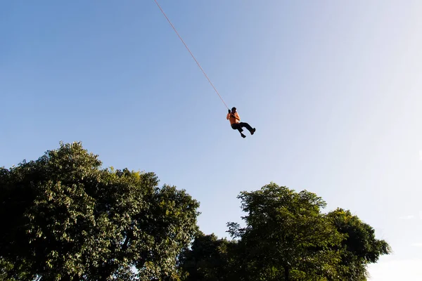 Rappel Practicante Haciendo Marbalismos Extremos Peligrosos Salvador Bahia Brasil — Foto de Stock