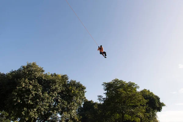 Rappel Practicante Haciendo Marbalismos Extremos Peligrosos Salvador Bahia Brasil —  Fotos de Stock