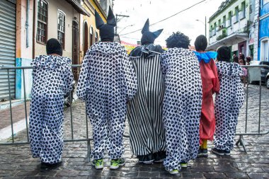Maragogipe, Bahia, Brezilya - 04 Mart 2019: Carnaval de Maragojipe Brezilya 'nın Bahia eyaletinin Maragogipe şehrinde her yıl düzenlenen geleneksel bir karnaval festivali..