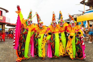 Maragogipe, Bahia, Brezilya - 04 Mart 2019: Carnaval de Maragojipe Brezilya 'nın Bahia eyaletinin Maragogipe şehrinde her yıl düzenlenen geleneksel bir karnaval festivali..