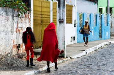 Maragogipe, Bahia, Brezilya - 04 Mart 2019: Carnaval de Maragojipe Brezilya 'nın Bahia eyaletinin Maragogipe şehrinde her yıl düzenlenen geleneksel bir karnaval festivali..