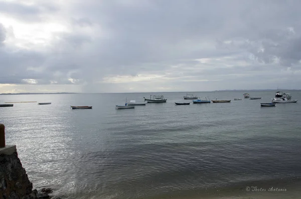 Сальвадор Баия Бразилия Января 2015 Рыболовные Туристические Лодки Причалили Пристани — стоковое фото