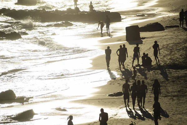 Salvador Bahia Brasilien September 2021 Stor Grupp Människor Stranden Solig — Stockfoto