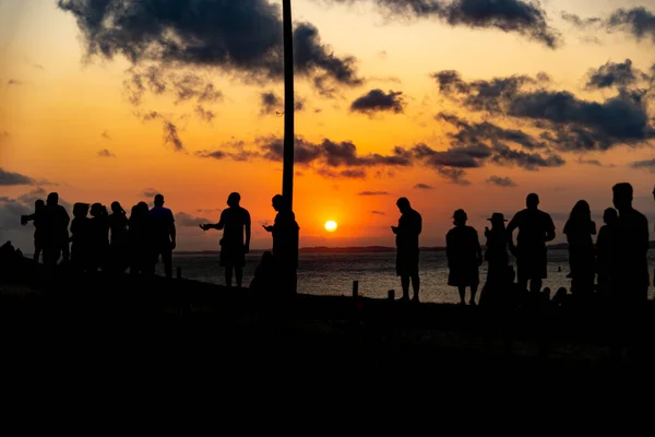 Salvador Bahia Brésil Octobre 2021 Silhouette Personnes Croix Fixées Sur — Photo