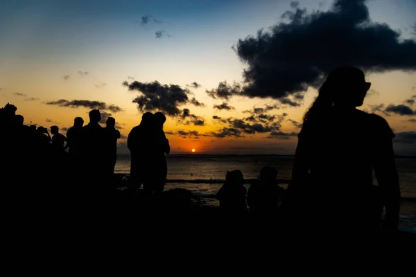 Salvador Bahia Brasil Outubro 2021 Silhueta Pessoas Desfrutando Pôr Sol — Fotografia de Stock