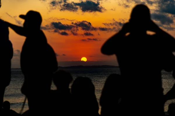 Salvador Bahia Brazil October 2021 Silhouette People Enjoying Sunset Farol — Stock Photo, Image