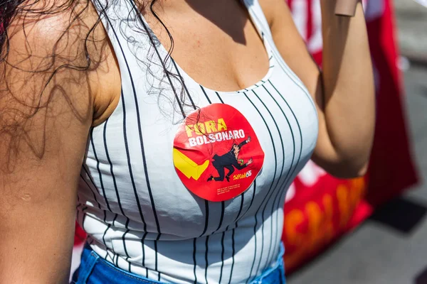 Salvador Bahia Brazílie Září 2021 Brazilci Protestují Transparenty Plakáty Proti — Stock fotografie