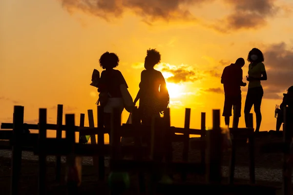 Salvador Bahia Brazil October 2021 Silhouette People Crosses Fixed Ground — Stock Photo, Image