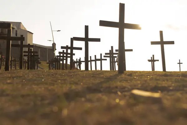 Salvador Bahia Brazil October 2021 Crosses Fixed Ground Honor Those — Stock Photo, Image