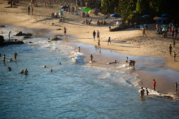 Сальвадор Баия Бразилия Сентября 2021 Года Большая Группа Людей Пляже — стоковое фото