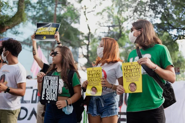 Salvador Bahia Brésil Abril 2022 Des Brésiliens Manifestent Avec Des — Photo