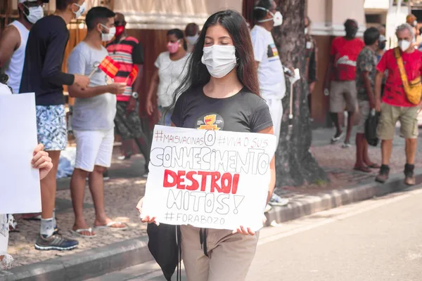 Сальвадор Баїя Бразилія Вересня 2021 Бразильці Протестують Прапорами Плакатами Проти — стокове фото