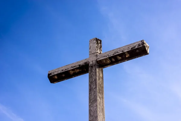 Chiesa Cattolica Croce Cemento Contro Cielo Blu Città Salvador Stato — Foto Stock